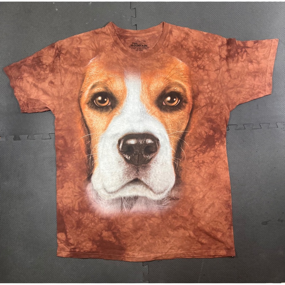 The Mountain Beagle Dog Face Graphic Tie Dye acid T-Shirt‎ sz 2XL Novelty 2011
